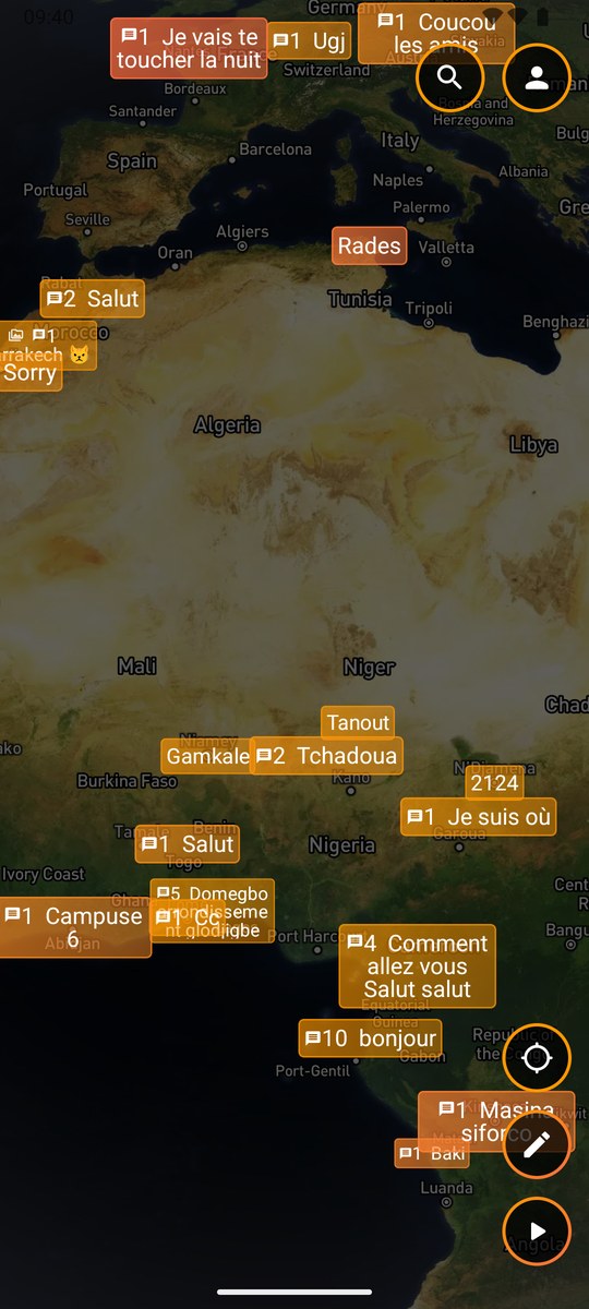 The Glabl map covered in messages across Africa and Europe